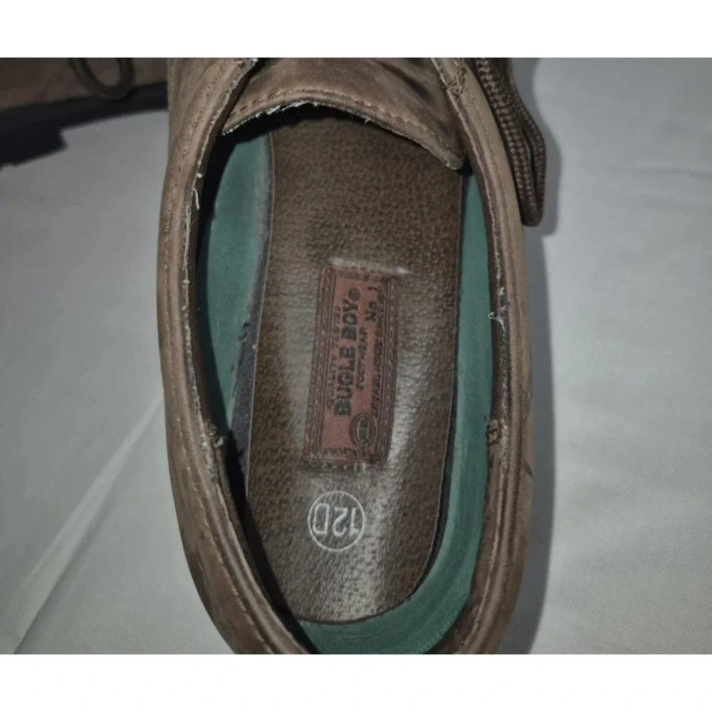 Bugle Boy Justin  men's leather upper brown dress shoes sz 12‎ lace up man made
